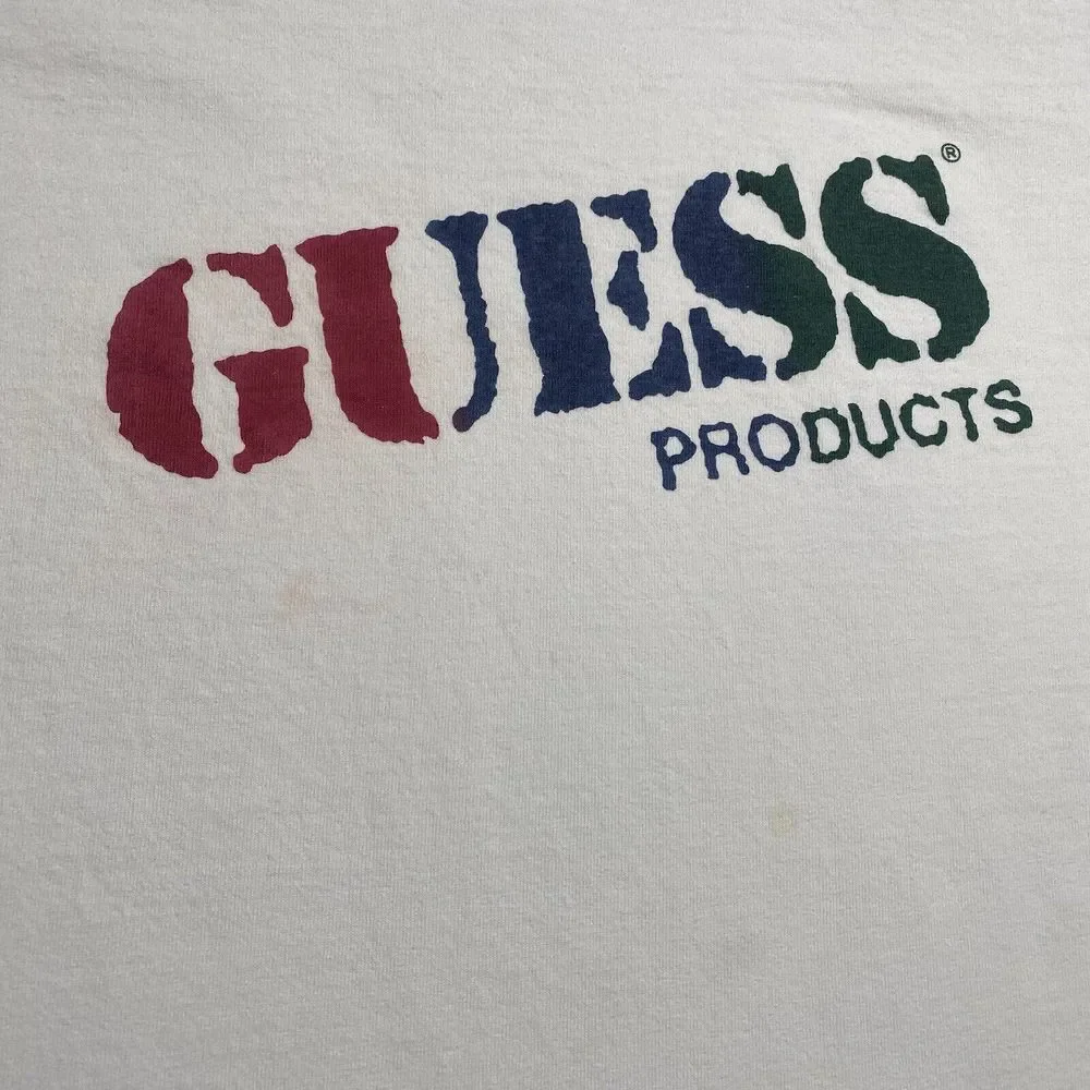 GUESS JEANS USA T-Shirt White Long Sleeve Womens Small Classic Spellout Logo - Picture 2 of 16